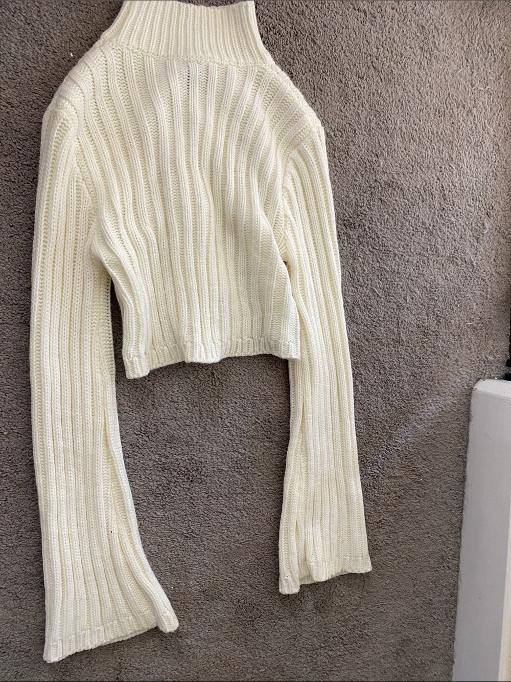 Windsor Cream Ribbed Cropped Turtleneck Sweater